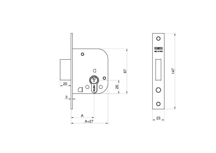 CERRADURA EMBUTIR SERIE 1312/1-45
