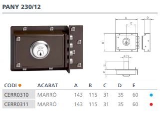 CERRADURA SANSON 230-12 D 230 DER.