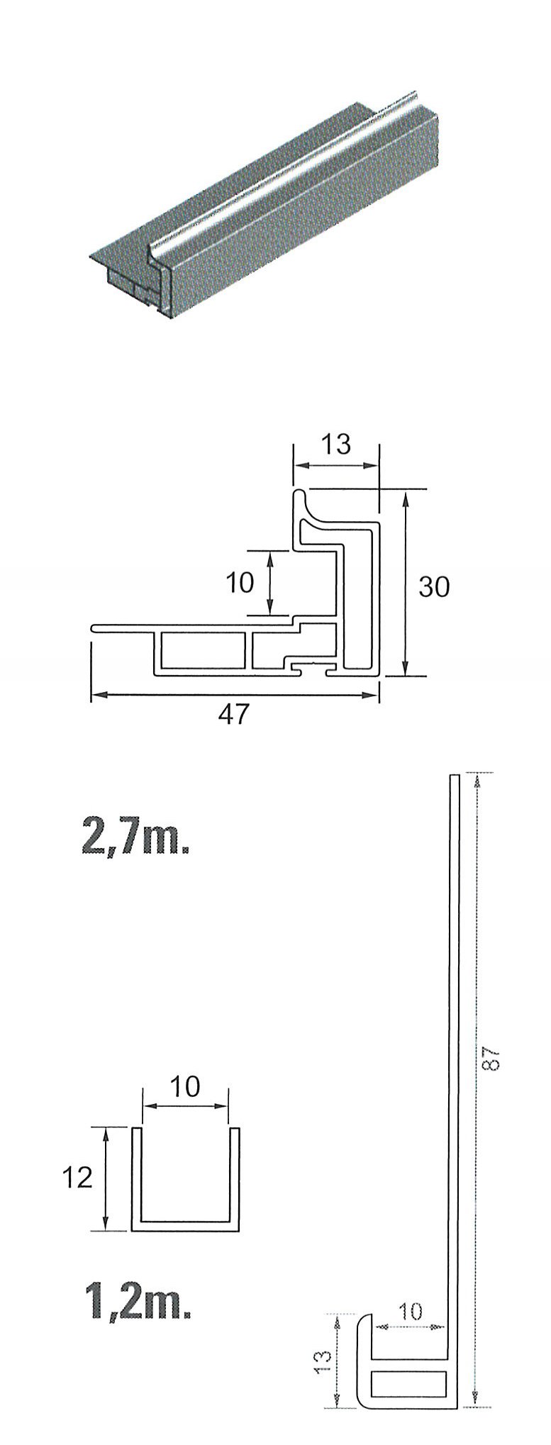 PUERTA KIT MINS-10 PLATA 2,7 MTS