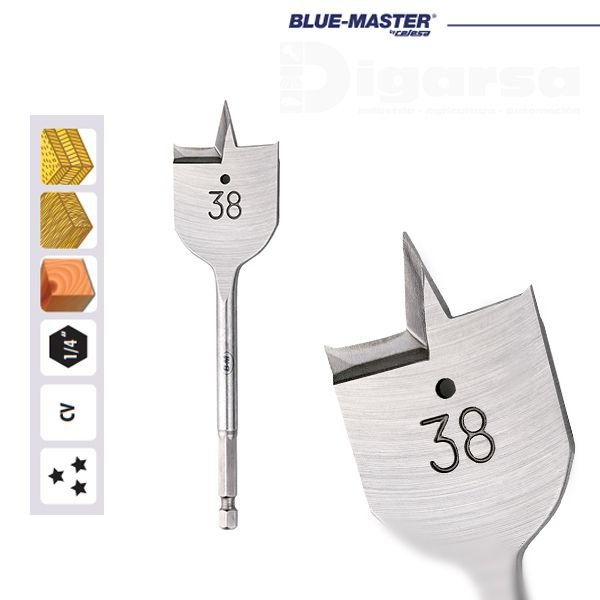 BROCA MADERA STANDARD PLANA HEXAGONAL FUNDA 40 MM BMP40