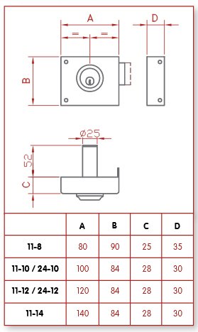 CERRADURA SOBREPONER 11-14 D 11-14 DER.