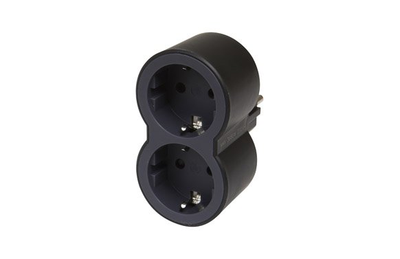 ADAPTADOR FRONTAL DOBLE 10/16A ENTRADA HORIZONTAL NEGRO 694517