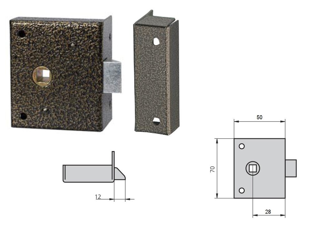 PICAPORTE 812 SOBREPONER 50X70MM PINTADO MARRON 7501050