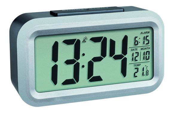 RELOJ DESPERTADOR PORTATIL GRIS CON TERMOMETRO 60.2553.01