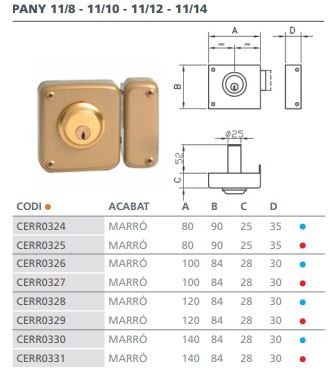 CERRADURA SOBREPONER 11- 8 D 11- 8 DER.