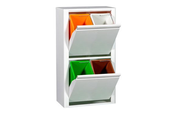 CONTENEDOR BASURA SELECTIVO BLANCO MATE 4 COMPARTIMIENTOS 998604