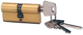 CILINDRO 542 PARA POMO 1561, DOBLE LEVA 14 MM 35,5-14,5 LATON, 3 LLAVES 542