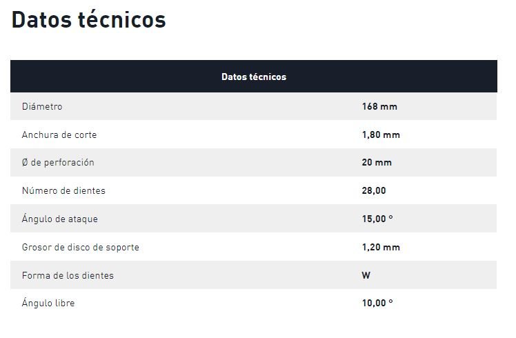 DISCO SIERRA FESTOOL 168X1,8X20 205764
