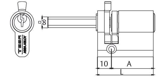 CILINDRO TE5 PARA 3250 30-10 LATON, 3 LLAVES 552000LT
