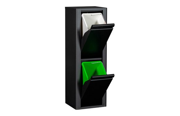 CONTENEDOR BASURA SELECTIVO NEGRO MATE 2 COMPARTIMIENTOS 998602