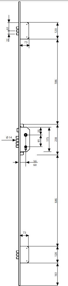 CERRADURA SEGURIDAD EMBUTIR 3 PUNTOS TLB3/30-40 CORTO DORADO TLB3567CE