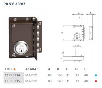 CERRADURA SANSON 239- 7 I 239 IZQ.