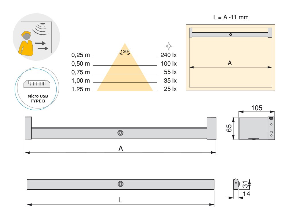 TUBO LED CASTOR 1008MM-1,2W MOKA 5074413