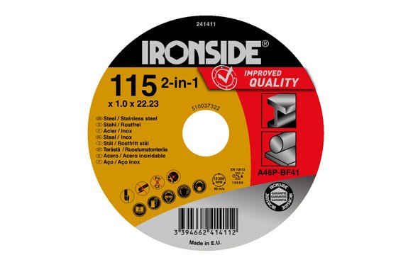 DISCO CORTE 2 EN 1 PARA METAL Y ACERO INOX  115 X 2,5 X 22 MM 241415