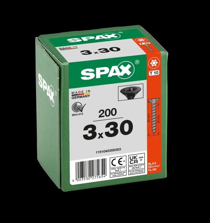TORNILLO SPAX C/AV NEGRO 3,0X30 T10 200U