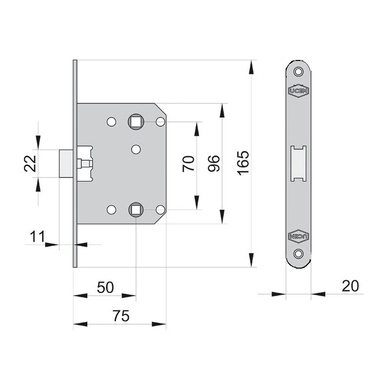 PICAPORTE UNIFICADO FRENTE REDONDO 70 MM NIQUELADO 6137BCHN050R-CAJA