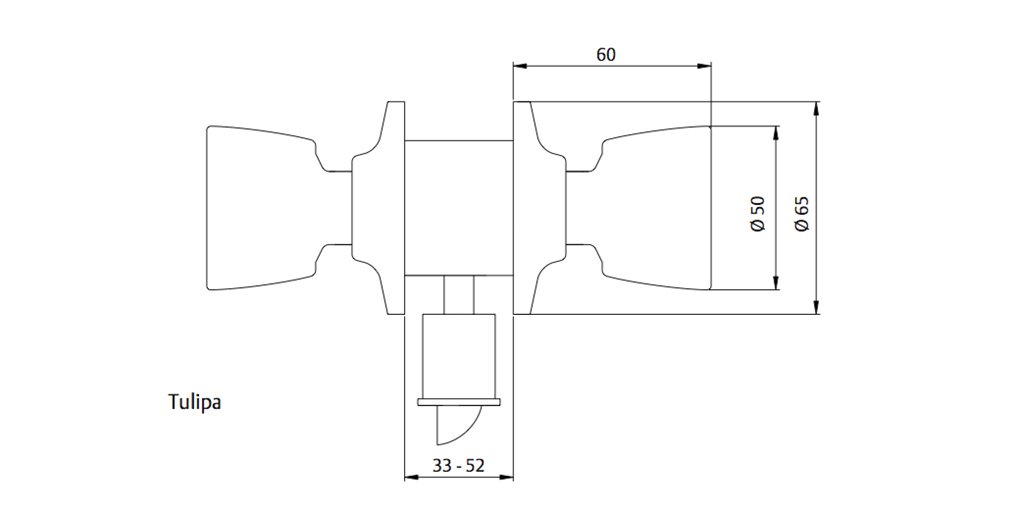 POMO CERRADURA SERIE TULIPA 3500 ENTRADA 3501/60-70/CM 3501U0CM