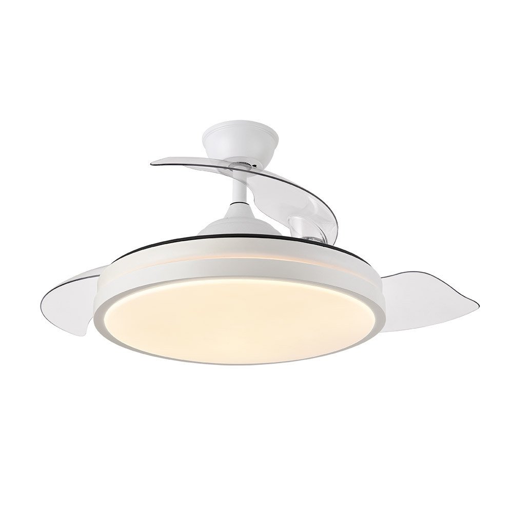 VENTILADOR DC ESCORPION 59W BLANCO 3ASPAS DESPLEGABLES 107D 5960LM 3000-4000-6000K REMOTO+ TEMPORIZADOR+ MEMORIA