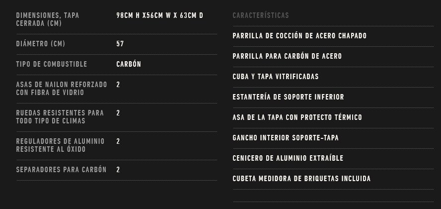 BARBACOA CARBON REDONDA COMPACT KETTLE CON TAPA  47 X 88 CM 1221004