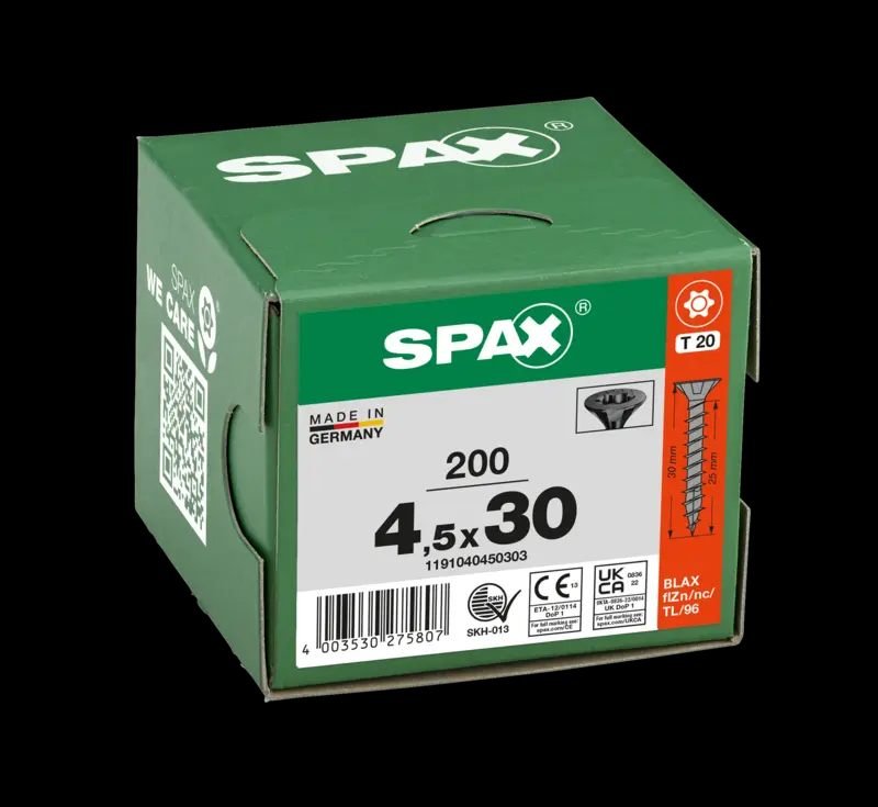 TORNILLO SPAX C/AV NEGRO 4,0X30 T20 200U