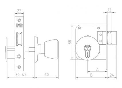 CERRADURA POMO 1561 LATON 60 1561-3-60