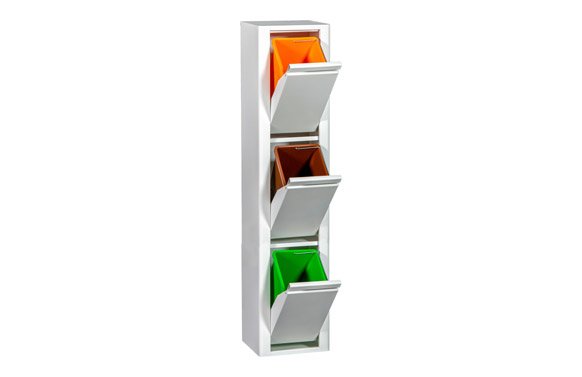 CONTENEDOR BASURA SELECTIVO BLANCO MATE 3 COMPARTIMIENTOS 998603