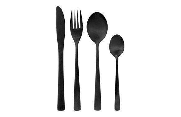 CUBERTERIA 16 PIEZAS COLOR NEGRO (CAJA REGALO) 83137