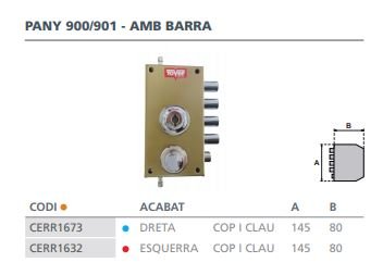 CERRADURA SOBREPONER CON VARILLAS GOLPE Y LLAVE 40/I ESMALTADA ORO 901P