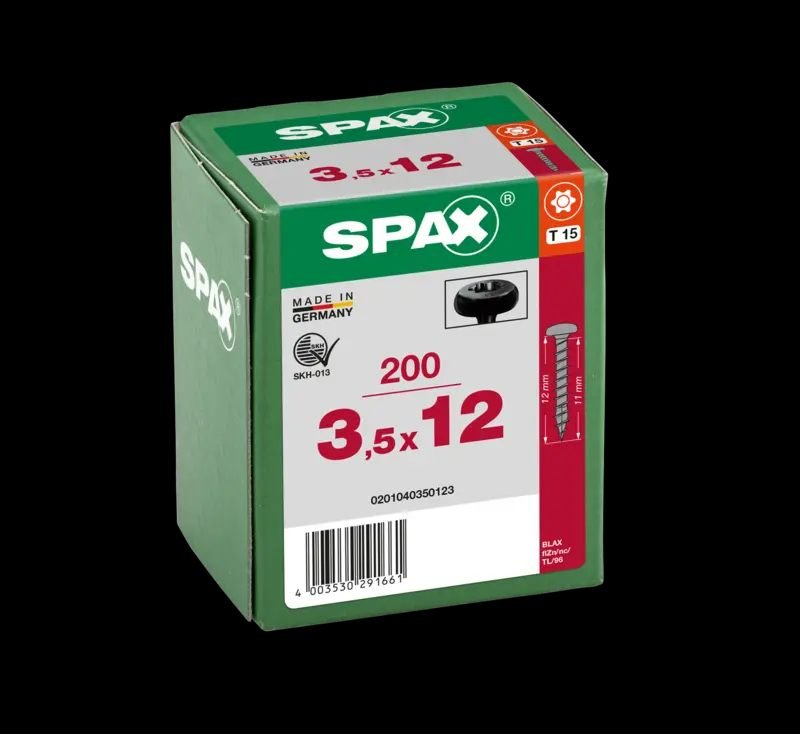 TORNILLO SPAX C/RE NEGRO 3,5X12 T15 200U