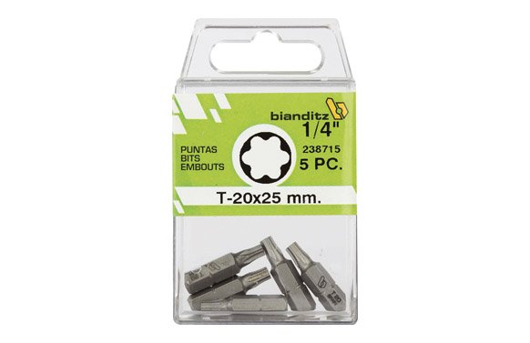 PUNTA ATORNILLAR TORX 1/4 5 UDS 27 X 25 MM 238717