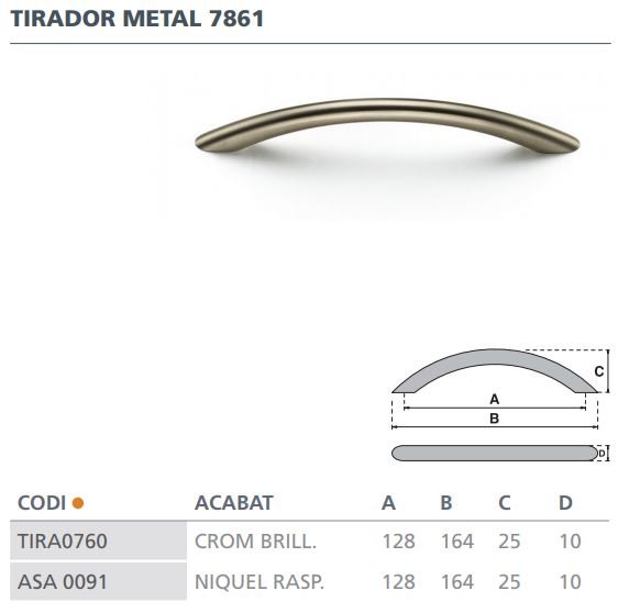 TIRADOR METALICO 128 MM CROMO 7861400