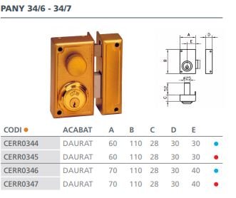 CERRADURA SOBREPONER 34- 6 I 34 6 IZQ.