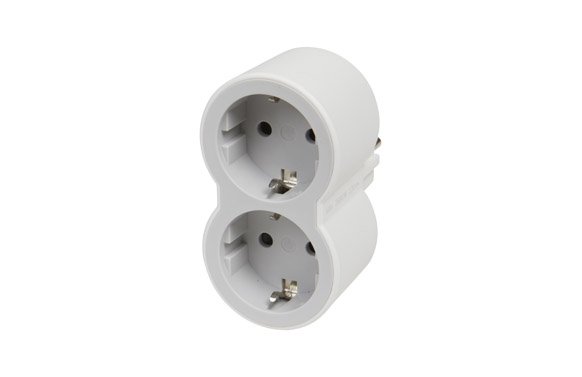 ADAPTADOR FRONTAL DOBLE 10/16A ENTRADA HORIZONTAL BLANCO/GRIS 694516