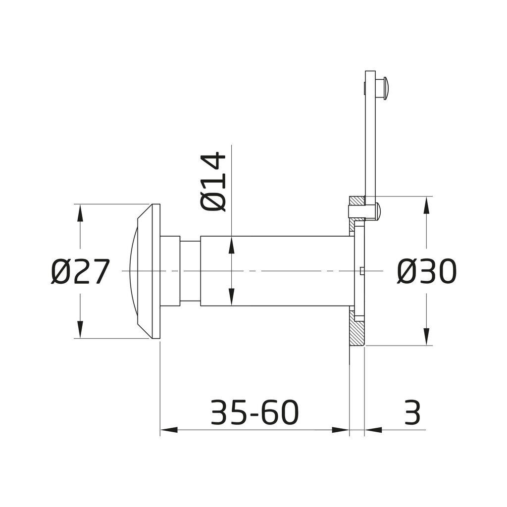 MIRILLA 160 CON TAPA MODELO 3  14 MM 35-60 CROMO MATE 7178