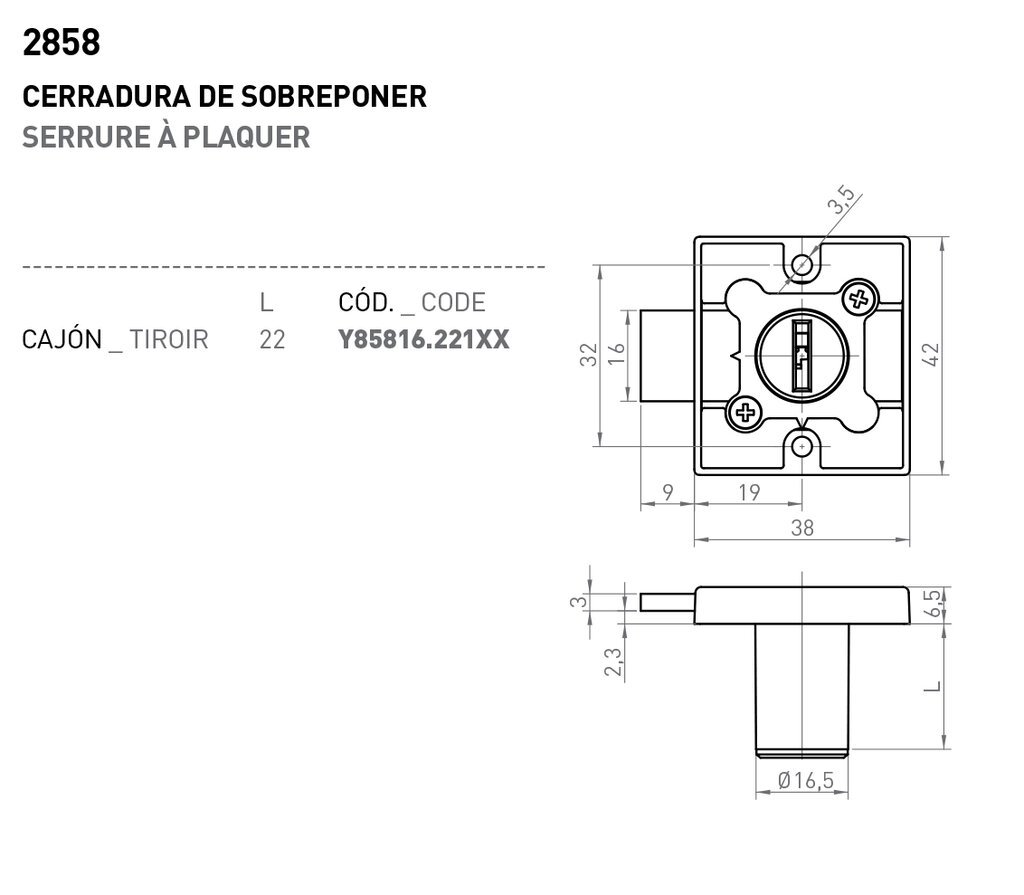 CERRADURA OJMAR 285816.221CN NEGRO