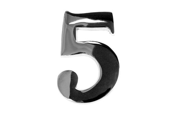 NUMERO 5 LATON 100 MM CROMO BRILLO 3850020