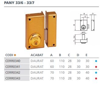 CERRADURA SOBREPONER 33- 6 I 33-6 IZQ.