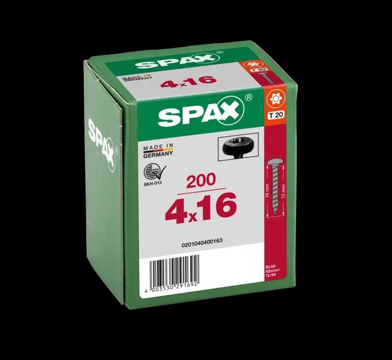 TORNILLO SPAX C/RE NEGRO 4,0X16 T20 200U