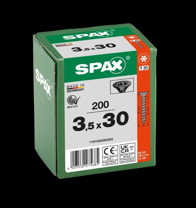 TORNILLO SPAX C/AV NEGRO 3,5X30 T20 200U