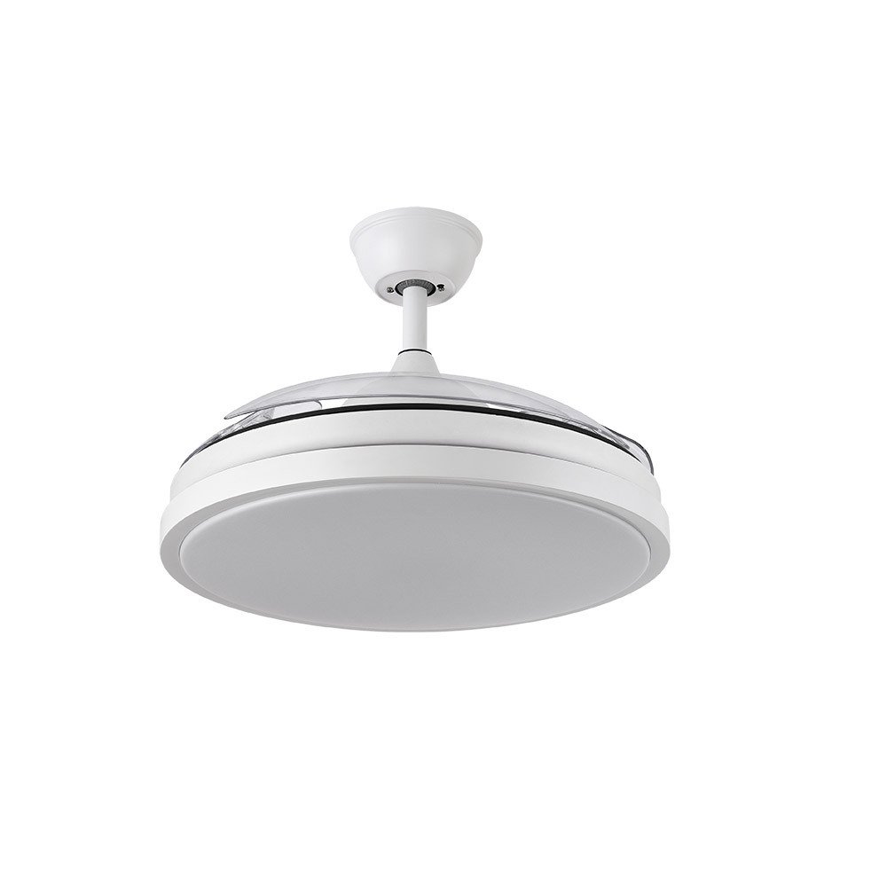 VENTILADOR DC ESCORPION 59W BLANCO 3ASPAS DESPLEGABLES 107D 5960LM 3000-4000-6000K REMOTO+ TEMPORIZADOR+ MEMORIA