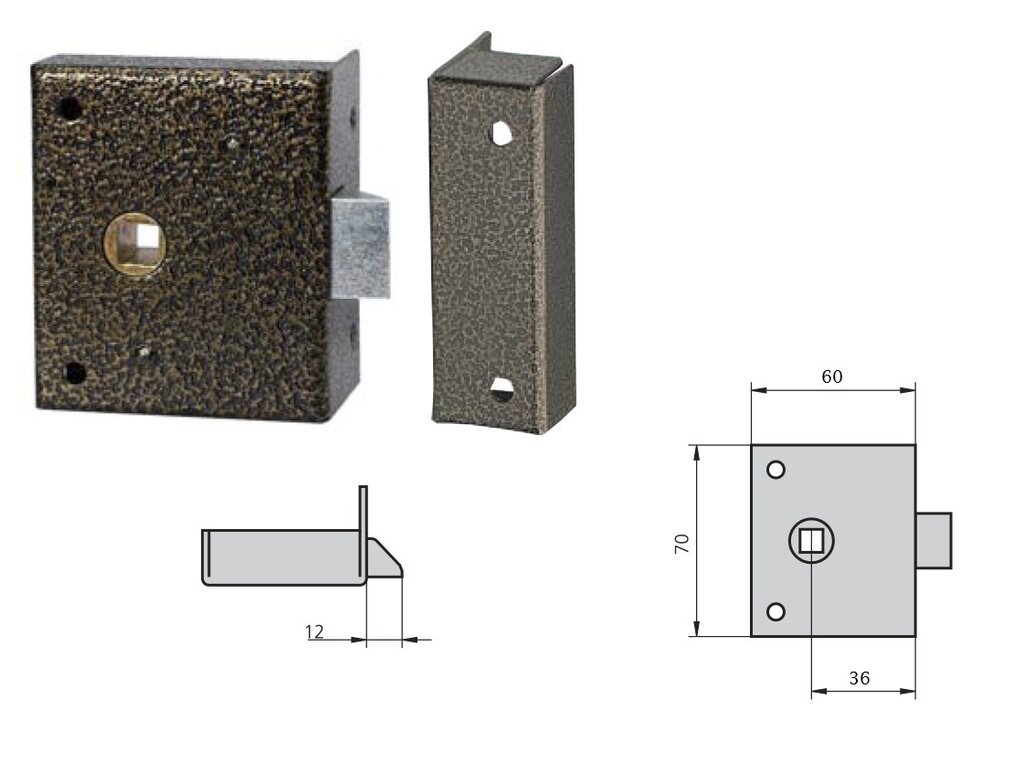 PICAPORTE 812 SOBREPONER 60X70MM PINTADO MARRON 7501060