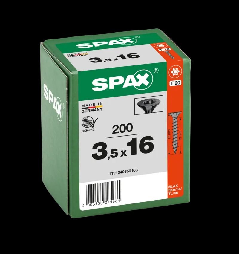 TORNILLO SPAX C/AV NEGRO 3,5X16 T20 200U