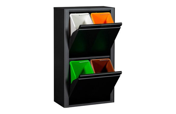 CONTENEDOR BASURA SELECTIVO NEGRO MATE 4 COMPARTIMIENTOS 998604