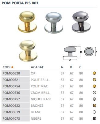 POMO PUERTA PLANO FERCROM 801-PUL/MATE 0494500