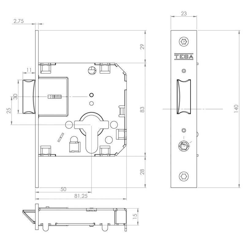 POMO CERRADURA SERIE TULIPA 3500 ENTRADA 3520/50/LM 352050LM