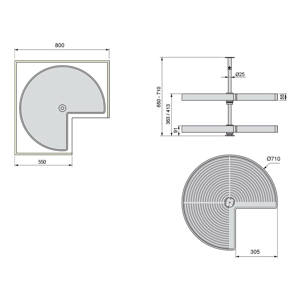 JUEGO BANDEJA 3/4 D710MM GRIS 8928821