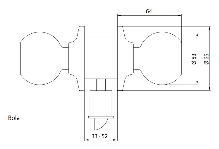 POMO CERRADURA BOLA 3900 ENTRADA 3900/60-70/CM 3900U0CM
