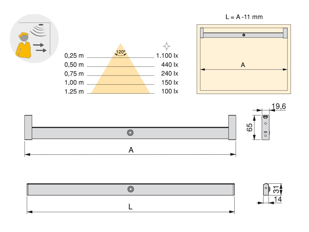 TUBO LED POLUX 1008MM-5,5W PLATA 5074962