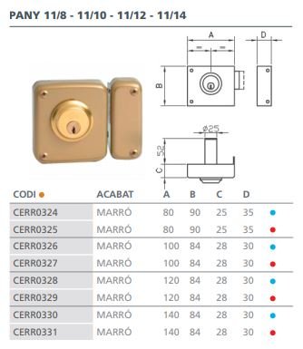 CERRADURA SOBREPONER 11-14 D 11-14 DER.