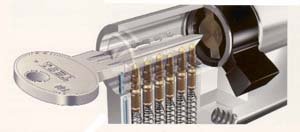 CILINDRO T60 LEVA CORTA 30-40 NIQUEL, 5 LLAVES M6503040N